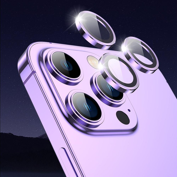 TOTUDESIGN AB-061 Golden Shield Series Metal Frame Camera Lens Film - iPhone 14 Pro/14 Pro Max(Silver)