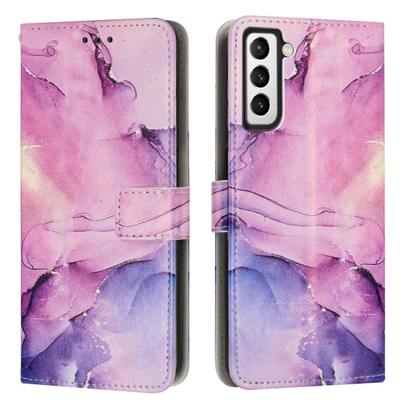Samsung Galaxy S21 FE 5G Painted Marble Pattern Leather Phone Case(Purple)