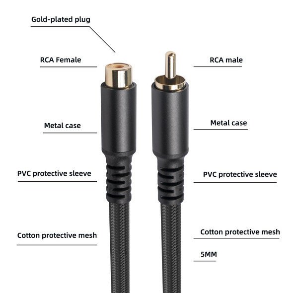 3709MF RCA Male to Female Audio & Video Extension Cable, Length:1.8m