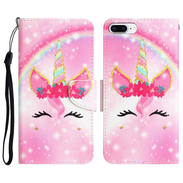 Colored Drawing Leatherette Phone Case - iPhone 7 Plus / 8 Plus(Unicorn)