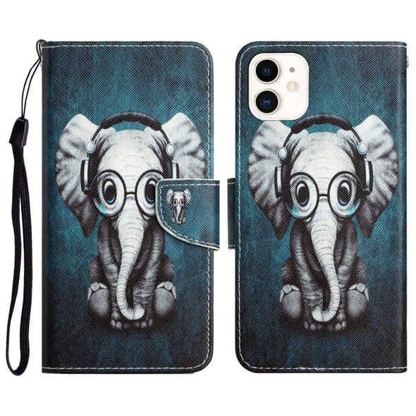 Colored Drawing Leatherette Phone Case - iPhone 11(Earphone Elephant)