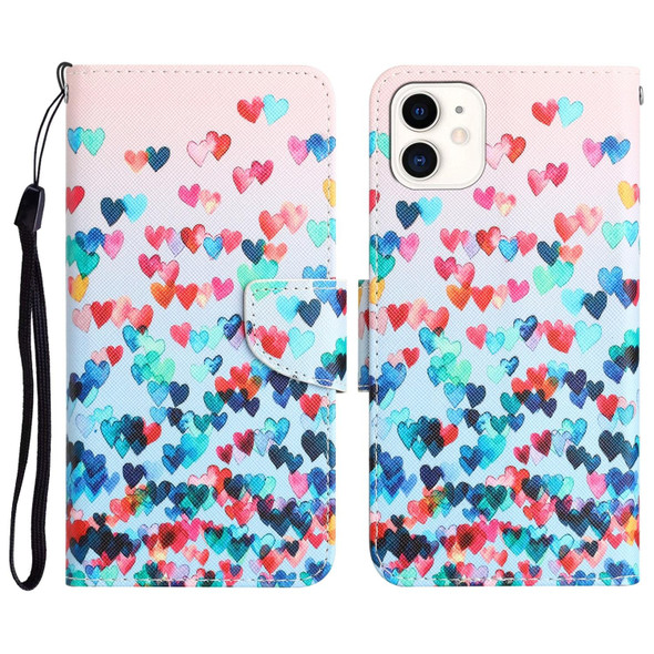 Colored Drawing Leatherette Phone Case - iPhone 12 mini(Heart)