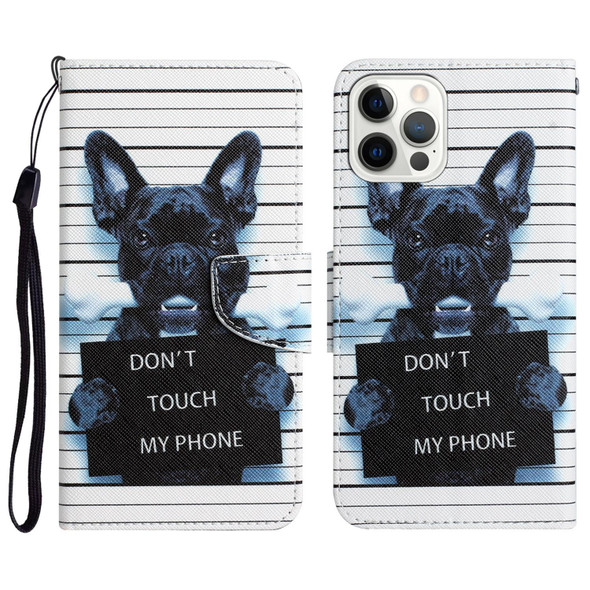 Colored Drawing Leatherette Phone Case - iPhone 14 Pro(Black Dog)