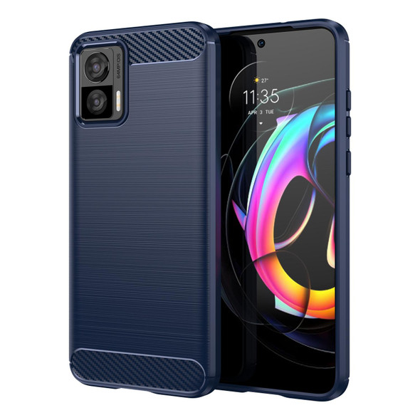 Motorola Edge 30 Fusion Brushed Texture Carbon Fiber TPU Case(Navy Blue)
