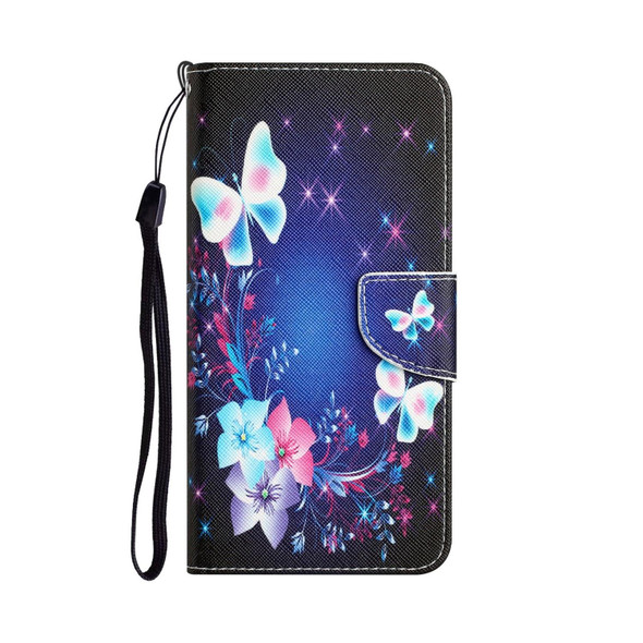 Samsung Galaxy A21s Colored Drawing Leather Phone Case(Butterfly)
