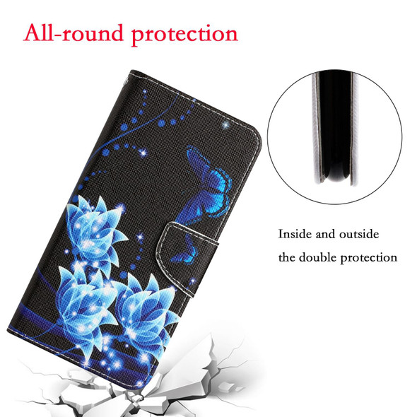 Xiaomi Poco F3 Colored Drawing Leather Phone Case(Blue Butterfly)