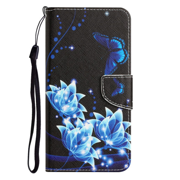 Xiaomi Redmi Note 10 5G Colored Drawing Leather Phone Case(Blue Butterfly)