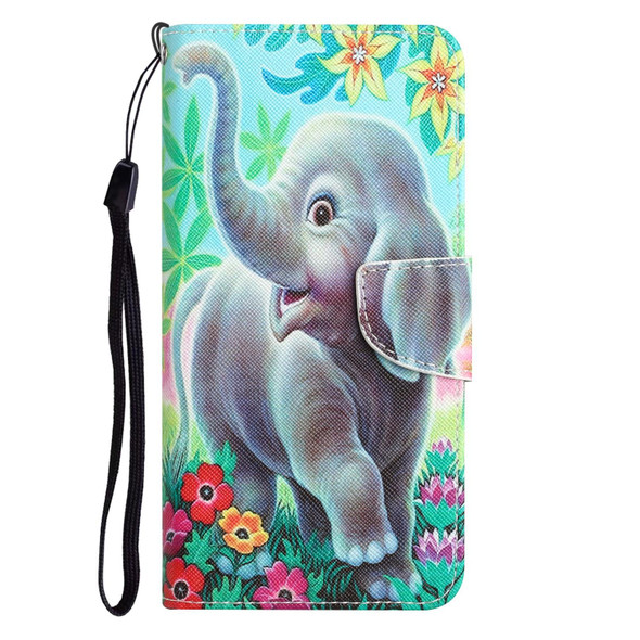 Xiaomi Redmi 9T Colored Drawing Leather Phone Case(Elephant)