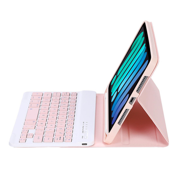 C06B Ultra-thin Candy Colors Bluetooth Keyboard Tablet Case for iPad mini 6, with Stand & Pen Slot (Pink)