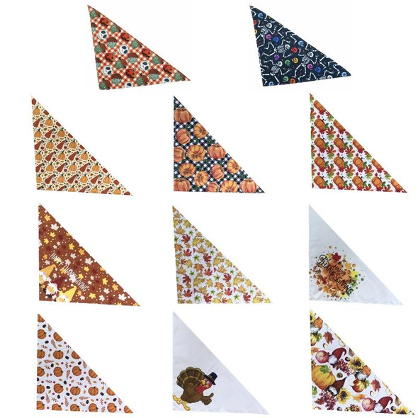 3 PCS Dog Saliva Towel Pet Triangle Bib(Thanksgiving 8)