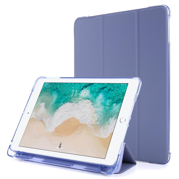 iPad 9.7 (2018) & (2017) Airbag Horizontal Flip Leather Case with Three-fold Holder & Pen Holder(Purple)