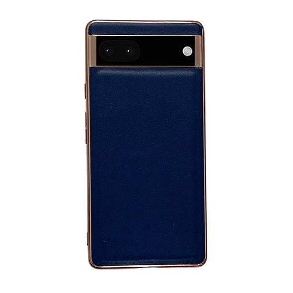 Google Pixel 7 Pro Genuine Leather Xiaoya Series Nano Electroplating Phone Case(Blue)