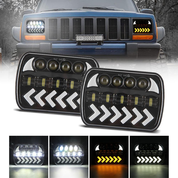 1 Pair 7 inch Square Fishbone Running Water Turn Signal Light