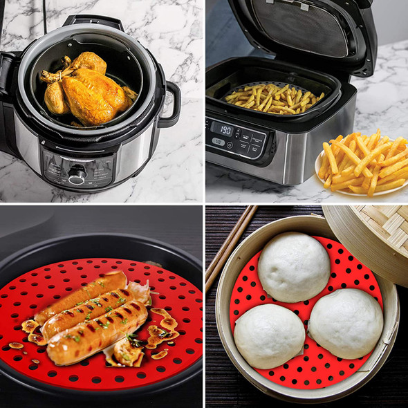 Set of 2 Non-Stick Silicone Air Fryer Liners - Reusable Mats