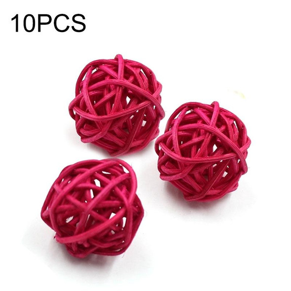 10 PCS Artificial Straw Ball - Birthday Party Wedding Christmas Home Decor(Rose Red )