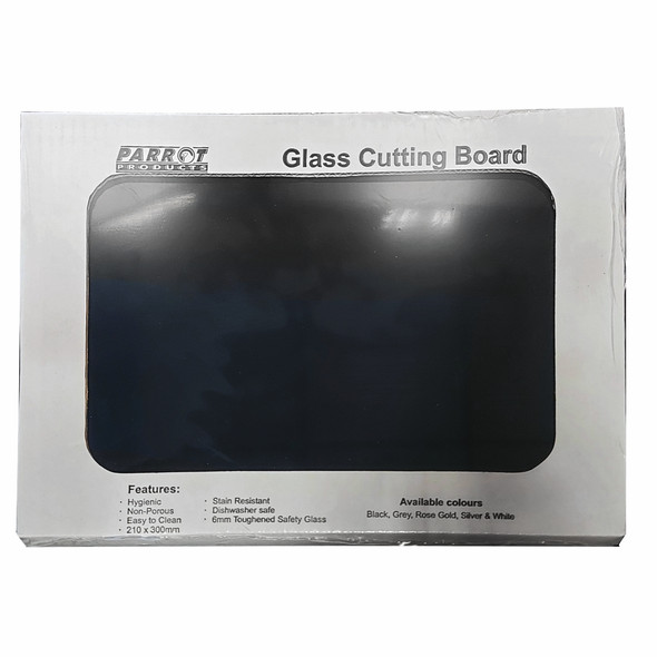 CUTTING BOARD GLASS 210 X 300MM BLACK