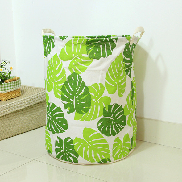 Collapsible Palm Leaves Laundry Basket with Handles - 50x40x40cm