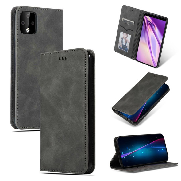 Retro Skin Feel Business Magnetic Horizontal Flip Leather Case for Google Pixel 4(Dark Grey)