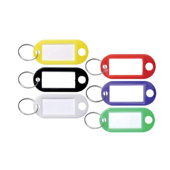Assorted Plastic Keytags - Pack of 6 Colourful Key Tags