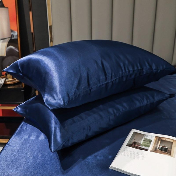 2 Pairs Ice Silk Pillowcase Home Textile Bedding, Size: 50x90cm(Blue)