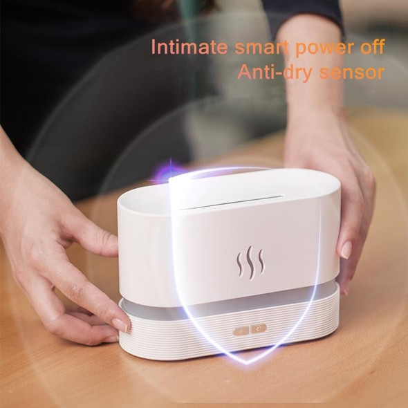 7 Color Flame Aromatherapy Machine Home Office Desk Air Humidifier(White)