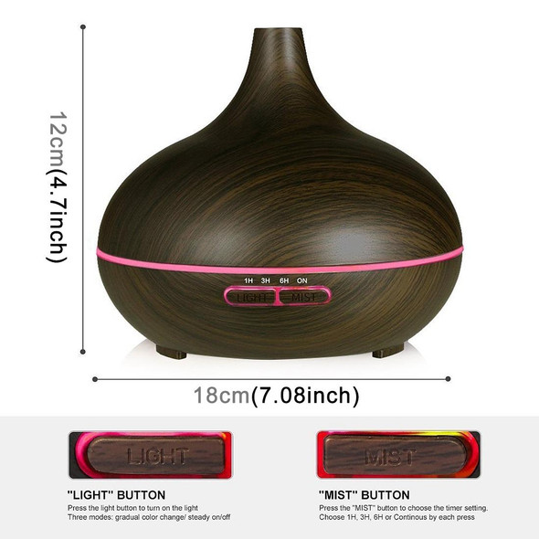 W350 14W 300ML Wood Grain Aromatherapy Air Purifier Humidifier with LED Light for Office / Home Room(Coffee)