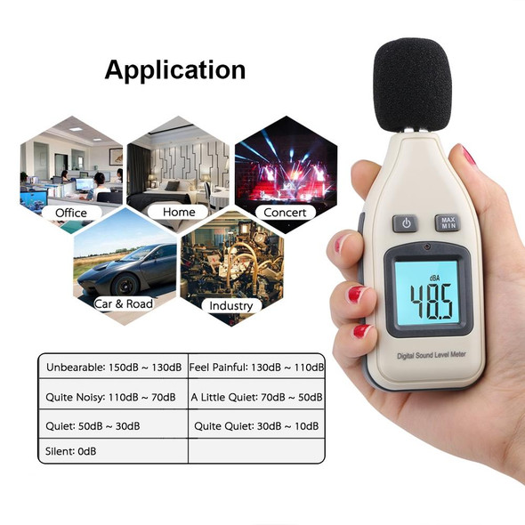 GM1351 30-130dB Digital Sound Level Meter Meters Noise Tester In Decibels LCD Screen