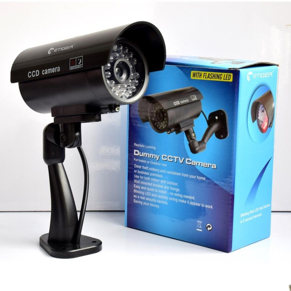 Waterproof Dummy CCTV Camera With Flashing LED - Realistic Looking - Security Alarm(black)