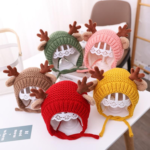 MZ9789 Little Antlers Baby Knitted Hat Baby Wool Warm Hat, Size: Around 46-48cm(Green)