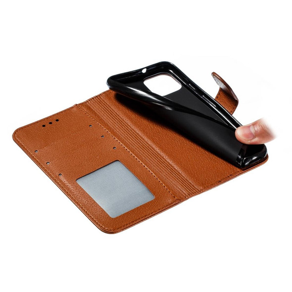 Feather Pattern Litchi Texture Horizontal Flip Leatherette Case with Wallet & Holder & Card Slots - Google Pixel 4(Brown)