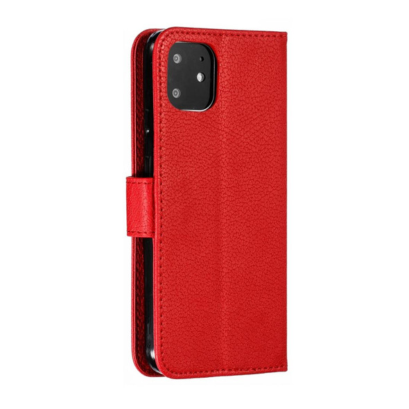 Feather Pattern Litchi Texture Horizontal Flip Leatherette Case with Wallet & Holder & Card Slots - Google Pixel 4(Red)