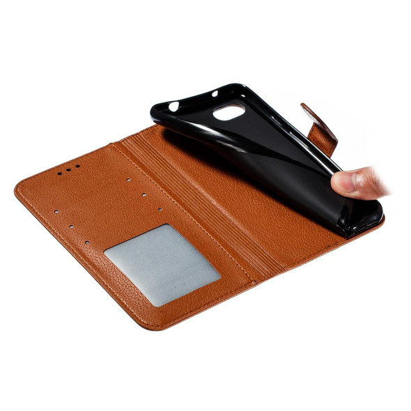 Feather Pattern Litchi Texture Horizontal Flip Leatherette Case with Wallet & Holder & Card Slots - Google Pixel 3a XL(Brown)