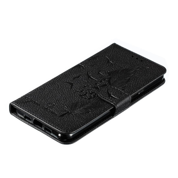 Feather Pattern Litchi Texture Horizontal Flip Leatherette Case with Wallet & Holder & Card Slots - Google Pixel 3a XL(Black)