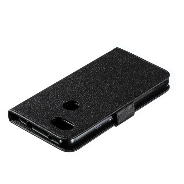 Feather Pattern Litchi Texture Horizontal Flip Leatherette Case with Wallet & Holder & Card Slots - Google Pixel 3a(Black)