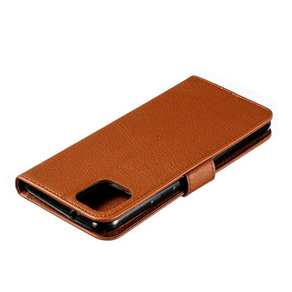 Feather Pattern Litchi Texture Horizontal Flip Leatherette Case with Wallet & Holder & Card Slots - Google Pixel 4XL(Brown)