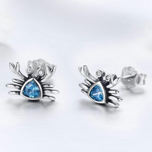 Little Crab S925 Sterling Silver Earrings with Gemstone Heart-shaped Earrings