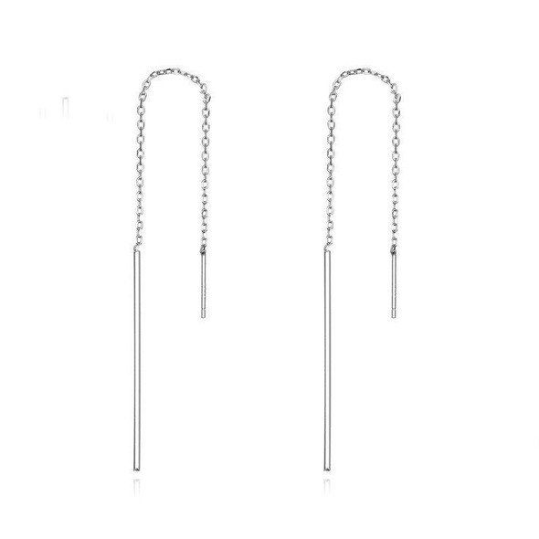 S925 Sterling Silver Stud Earrings Long Simple Ladies Earrings