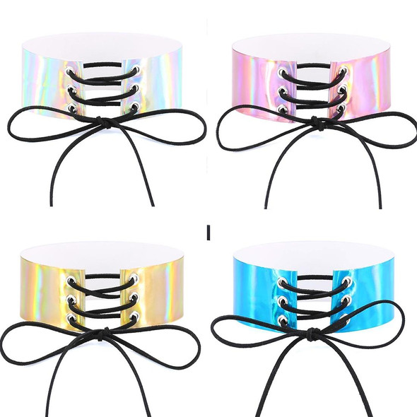 2 PCS European and American Simple Sexy Bound Collar Fashion Laser Skin Glowing Necklace, Random Color Delivery