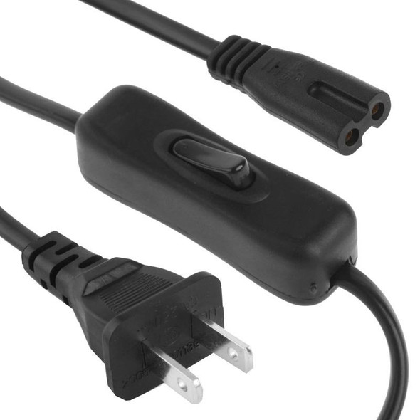 2 Prong Style US Plug AC Power Cord with 304 Switch, Length: 1.5m(Black)