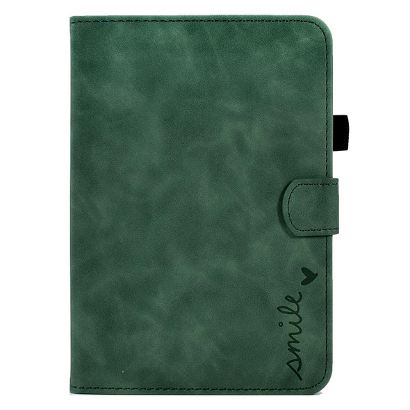 iPad mini 6 Embossed Smile Flip Tablet Leather Smart Case(Green)