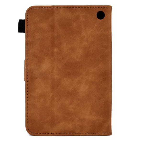 Amazon Kindle Fire 7 2022 Embossed Smile Flip Tablet Leatherette Case(Brown)