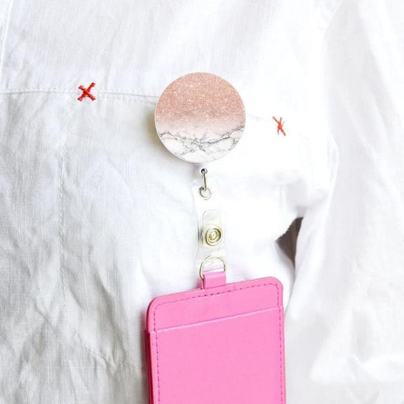 2 PCS Marble Texture Drop Glue Retractable Badge Reel Name Tag Card Badge(White)