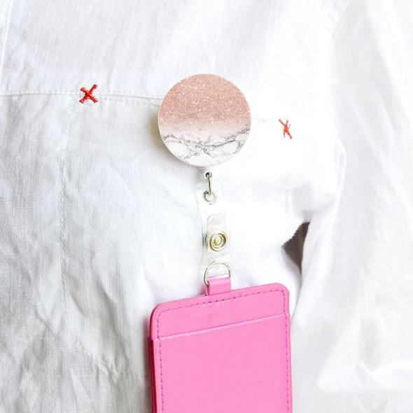 2 PCS Marble Texture Drop Glue Retractable Badge Reel Name Tag Card Badge(Pink)