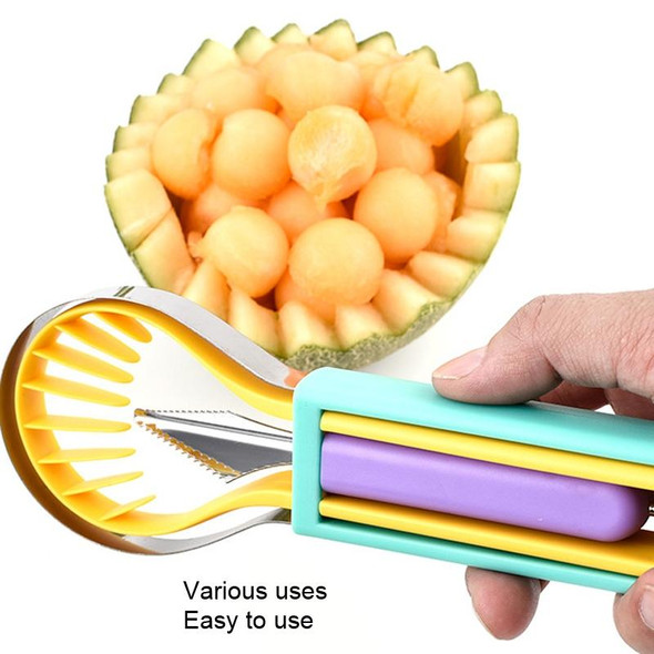 2 PCS 3 In 1 Fruit Digger Fruit Platter Carving Knife(Blue Yellow Purple)