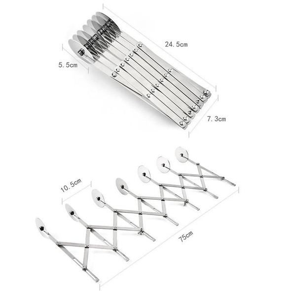 Stainless Steel Retractable Multipurpose Pizza Knife, Style: Two Headed 7 Wheels