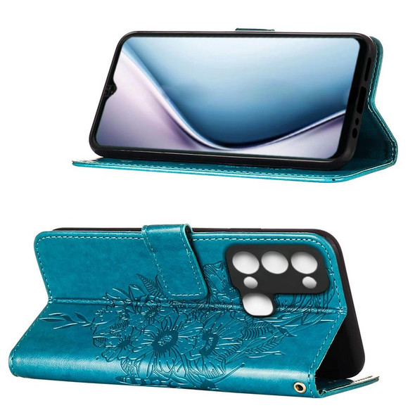 Itel P38/S17/S1661W/Vision 3 Embossed Butterfly Flip Leather Phone Case(Blue)