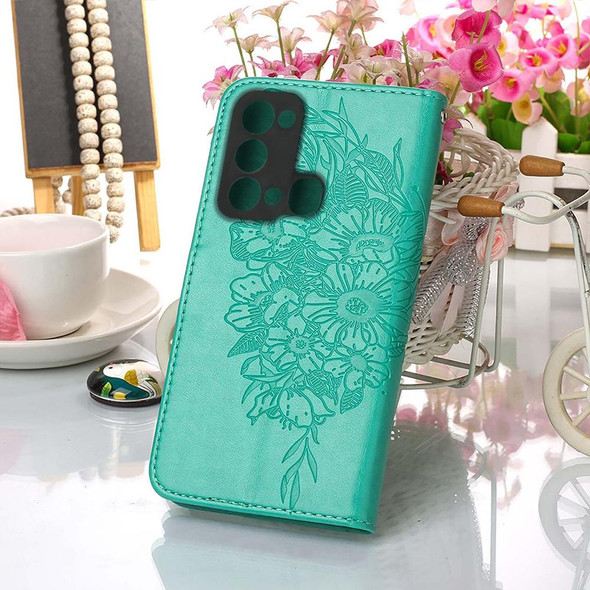 Itel P38/S17/S1661W/Vision 3 Embossed Butterfly Flip Leather Phone Case(Green)