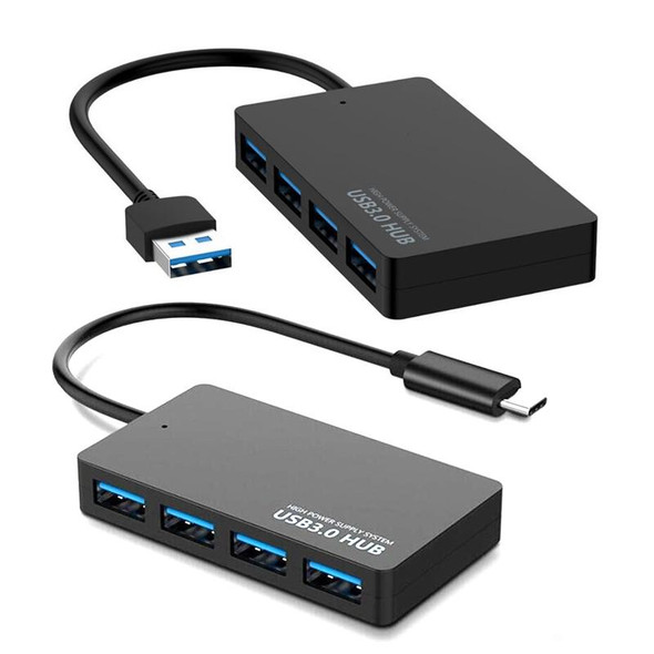 KYTC47 4 Ports USB Adapter Cable High Speed USB Docking Station Multi-Interface HUB Converter, Colour: Black USB 3.0