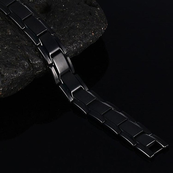 Europe and America Style Fashion Men Jewelry Stainless Steel + Black Plating Magnetic Health Bracelet, Size: 12mm*22cm (Black)