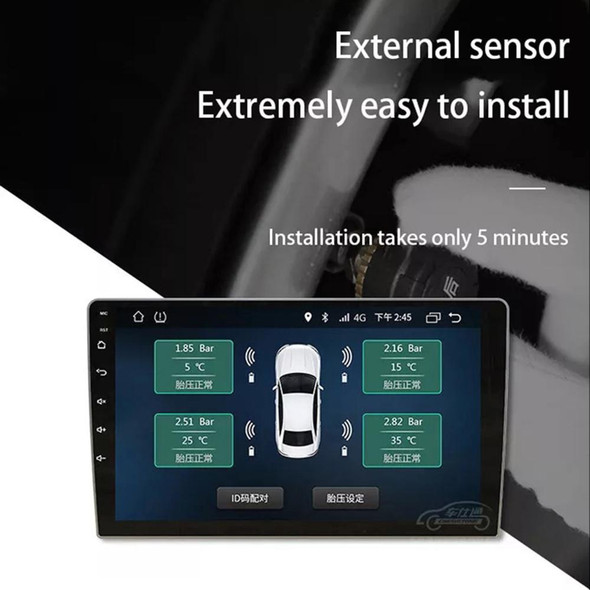 VC601 TPMS 4 Capteurs intégrés Surveillance de la pression des pneus Système  d'alarme Système de diagnostic avec Bluetooth 4.0 Travailler sur Android /  iOS / iPad